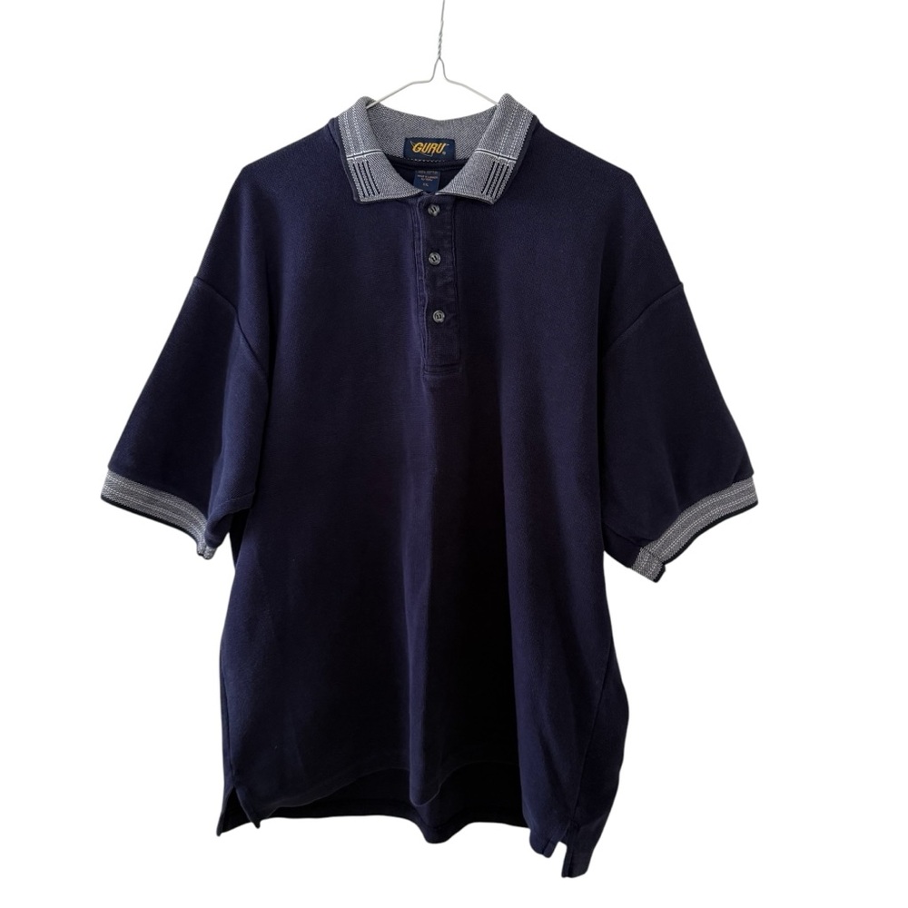 Vintage GURU Knit Polo Shirt Men’s Size XXL Navy Blue Cotton Made in Canada